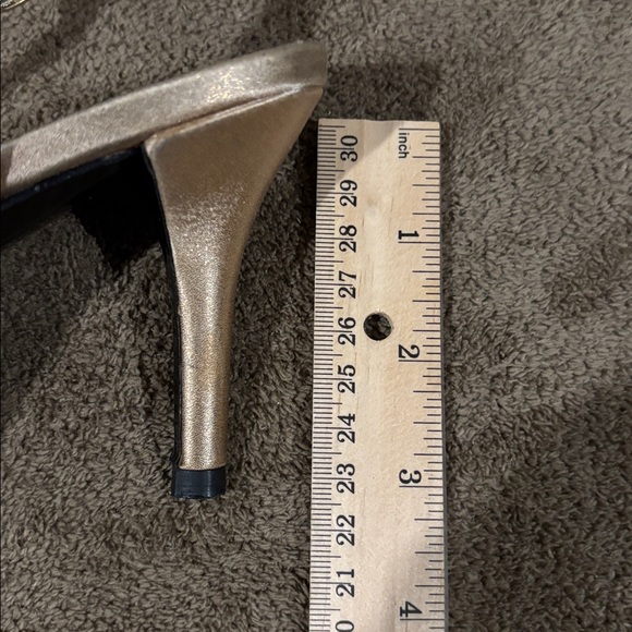 Stuart Weitzman Gold Peep-Toe Slingback Heels with Rhinestone Accents - Size 9 - Picture 8 of 8